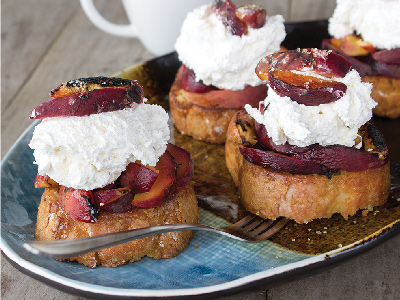 Grilled Pound Cake and Peaches with Bourbon Whipped Cream